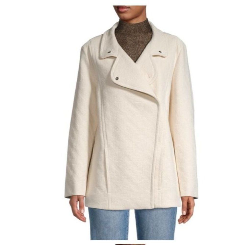 Akris Punto Womens Textured Jacket Coat Sz 8 Off White Ecru NWT